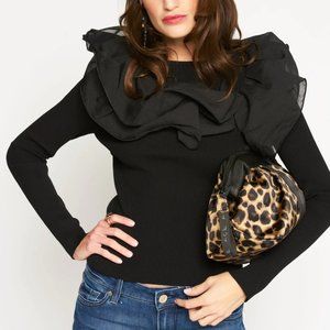 Elegant Black Ruffled Women's Top